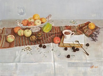 Still life Painting - wine and coffee realism